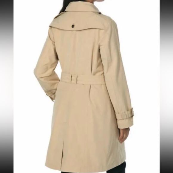 NEW Pendleton Beige Trench Coat Jacket size Small Plaid Lining Belted Buttons - Picture 3 of 12